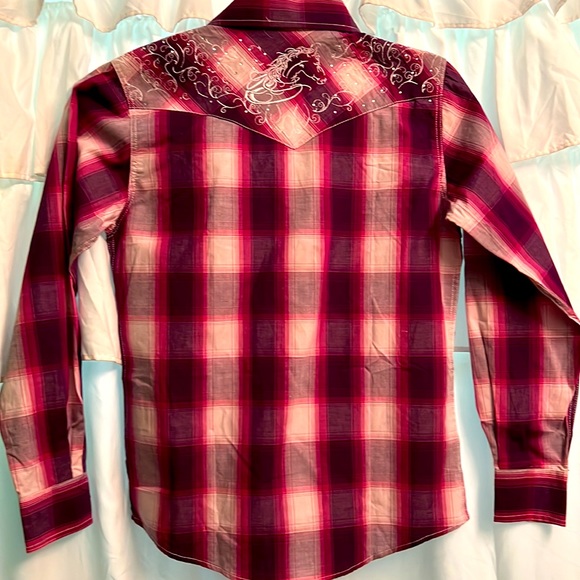 Cowgirl Hardware Girls Pearl Snap Sparkle Western Rodeo Shirt - Picture 8 of 9